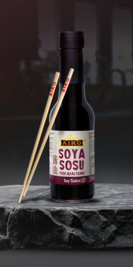 AIKO Soya Sosu Tuzu Azaltılmış Cam 250 ml x 12 Adet resmi