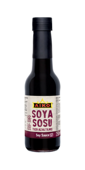 AIKO Soya Sosu Tuzu Azaltılmış Cam 250 ml x 12 Adet resmi