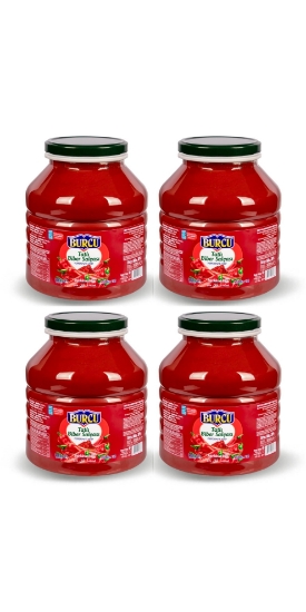 BURCU Ev Tipi Yüksek Kalite Tatlı Biber Salçası CamPet 3200 gr x 4 Adet resmi