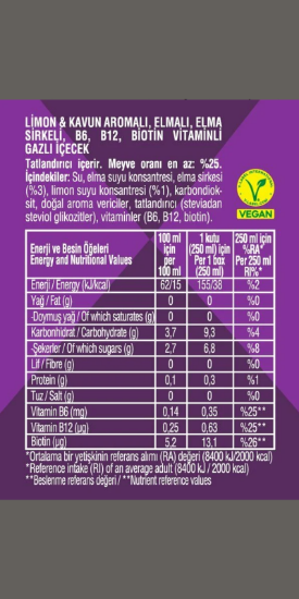 NON TOXX Limon & Kavun Aromalı Sirkeli Gazlı İçecek 250 ml x 12 Adet (Koli) resmi