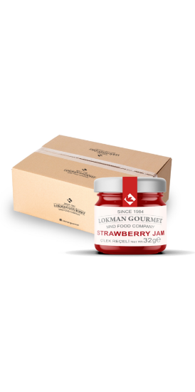 Lokman Gourmet Organik Çilek Reçeli Cam Kavanoz 32 gr x 50 Adet resmi