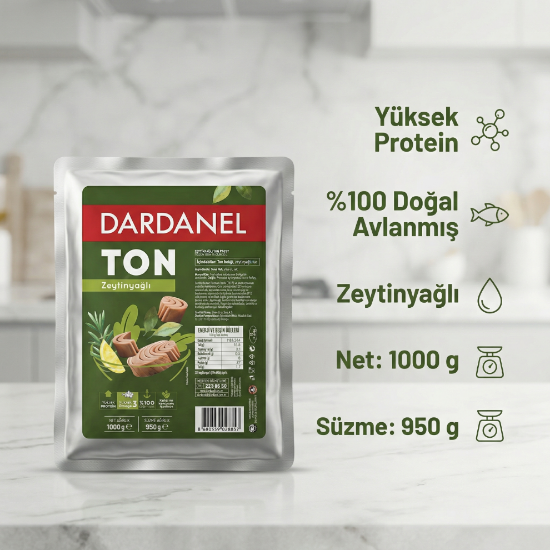Dardanel 1 Kg Ton Balığı Zeytinyağlı 12'li Paket – Profesyonel Mutfak – Toplu Tüketim resmi