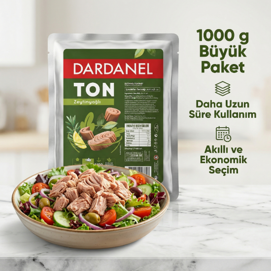 Dardanel 1 Kg Ton Balığı Zeytinyağlı 12'li Paket – Profesyonel Mutfak – Toplu Tüketim resmi