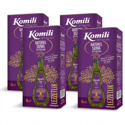 Komili Lezzetlik Yumuşak Natürel Sızma Zeytinyağı 5 lt x 4 Adet resmi