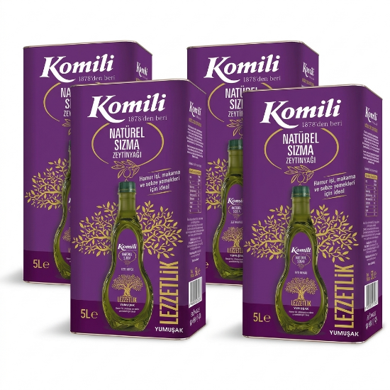 Komili Lezzetlik Yumuşak Natürel Sızma Zeytinyağı 5 lt x 4 Adet resmi