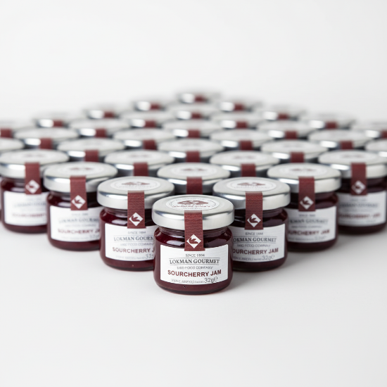 Lokman Gourmet Organik Vişne Reçeli Cam Kavanoz 32 gr x 50 Adet resmi