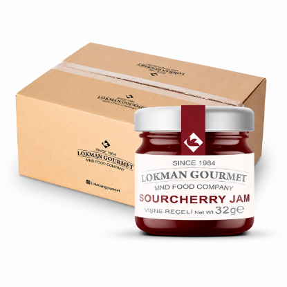 Lokman Gourmet Organik Vişne Reçeli Cam Kavanoz 32 gr x 50 Adet resmi