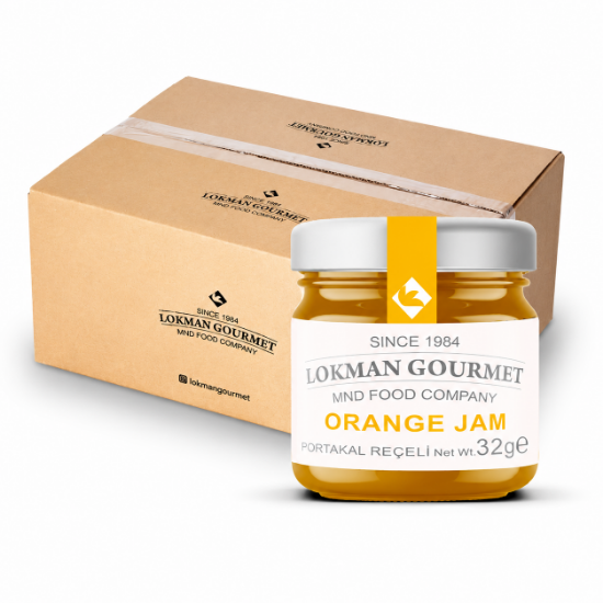 Lokman Gourmet Organik %45 Portakal Reçeli Cam Kavanoz 32 gr x 50 Adet resmi