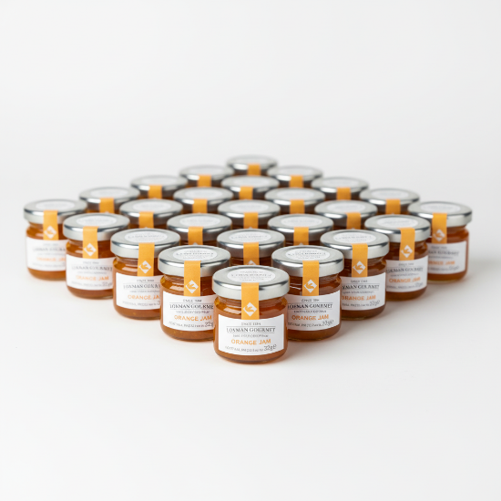 Lokman Gourmet Organik %45 Portakal Reçeli Cam Kavanoz 32 gr x 50 Adet resmi