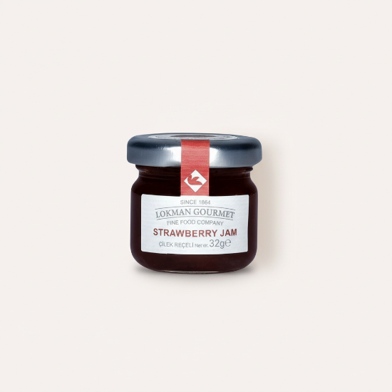 Lokman Gourmet Organik Çilek Reçeli Cam Kavanoz 32 gr x 50 Adet resmi