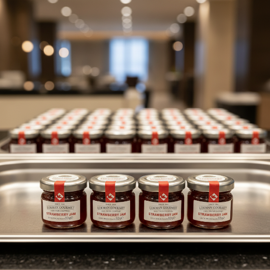 Lokman Gourmet Organik Çilek Reçeli Cam Kavanoz 32 gr x 50 Adet resmi