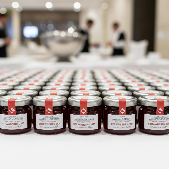 Lokman Gourmet Organik Çilek Reçeli Cam Kavanoz 32 gr x 50 Adet resmi