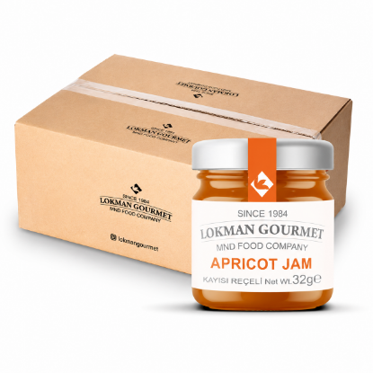 Lokman Gourmet Organik Kayısı Reçeli Cam Kavanoz 32 gr x 50 Adet resmi