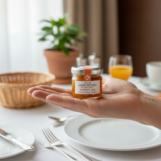 Lokman Gourmet Organik Kayısı Reçeli Cam Kavanoz 32 gr x 50 Adet resmi