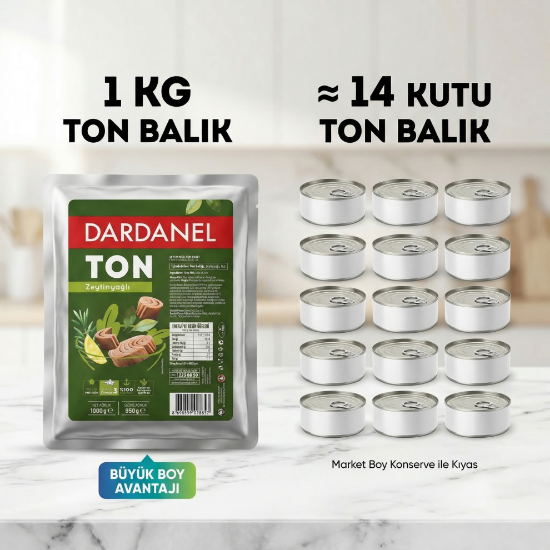 Dardanel 1 Kg Ton Balığı Zeytinyağlı – Büyük Boy – Profesyonel Mutfak resmi