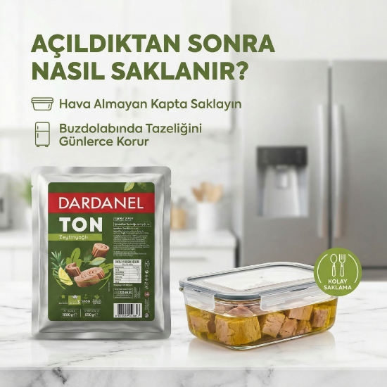 Dardanel 1 Kg Ton Balığı Zeytinyağlı 2'li Paket – Büyük Boy – Profesyonel Mutfak resmi