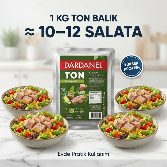 Dardanel 1 Kg Ton Balığı Zeytinyağlı 6'lı Paket – Profesyonel Mutfak – Ekonomik Paket resmi