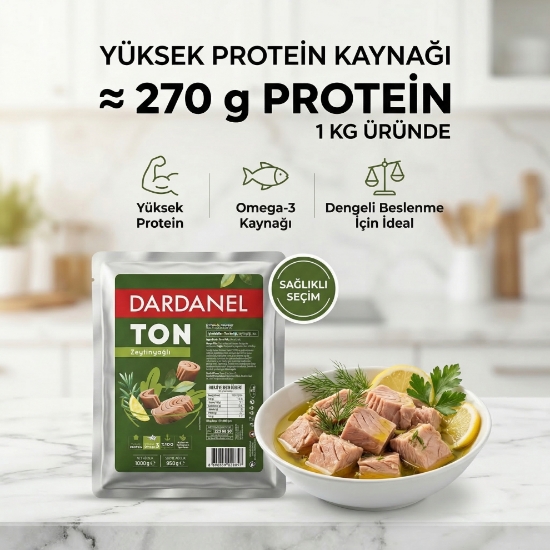 Dardanel 1 Kg Ton Balığı Zeytinyağlı 6'lı Paket – Profesyonel Mutfak – Ekonomik Paket resmi