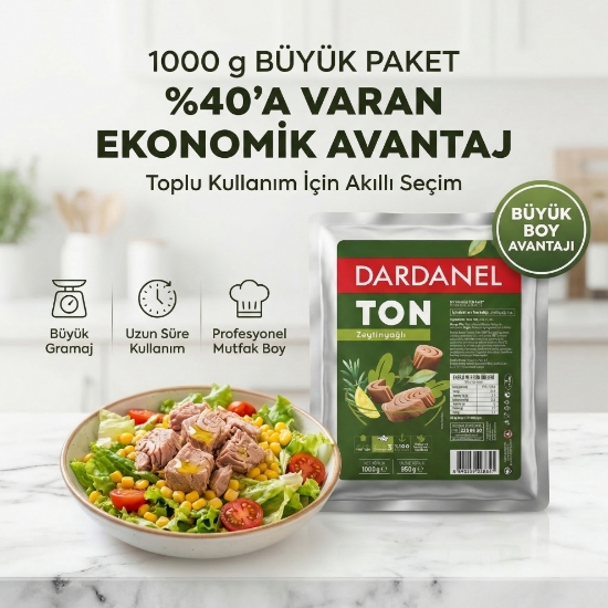 Dardanel 1 Kg Ton Balığı Zeytinyağlı 6'lı Paket – Profesyonel Mutfak – Ekonomik Paket resmi