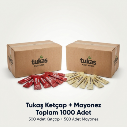 TUKAŞ Ketçap + Mayonez Seti 9 gr x 1000 Adet (500+500) Tek Kullanımlık Sos Horeca Paket resmi